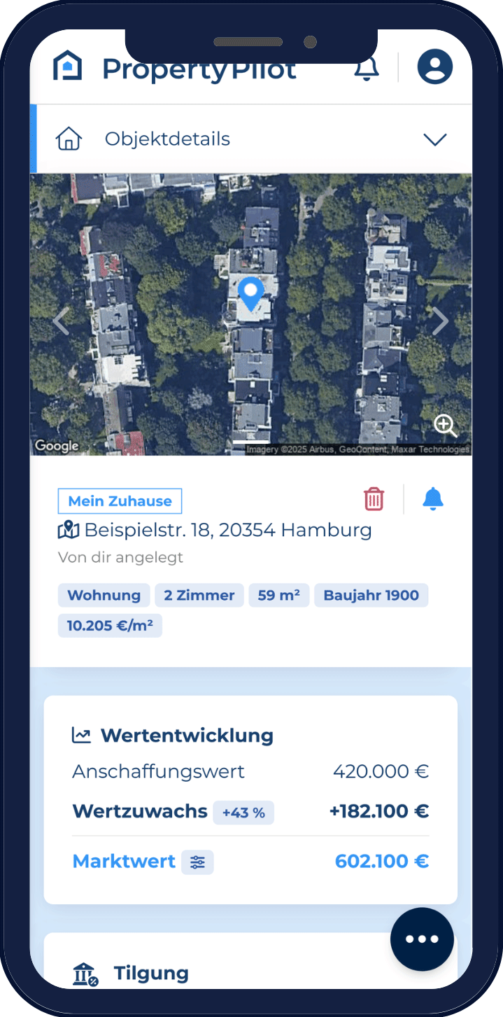 PropertyPilot Cockpit - kostenfreie Immobilienbewertung